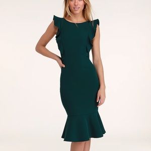 Lulu’s Hearts Aflutter Ruffled Bodycon Midi Dress
